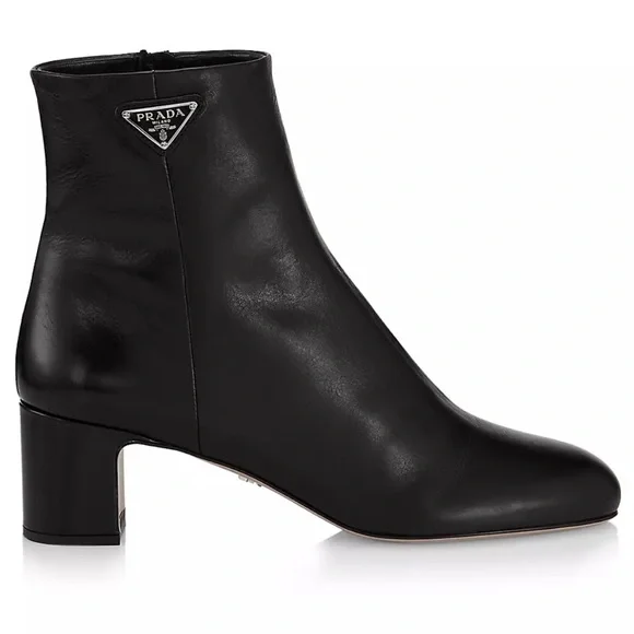 PRADA 55MM Leather Logo Booties - Picture 1 of 3